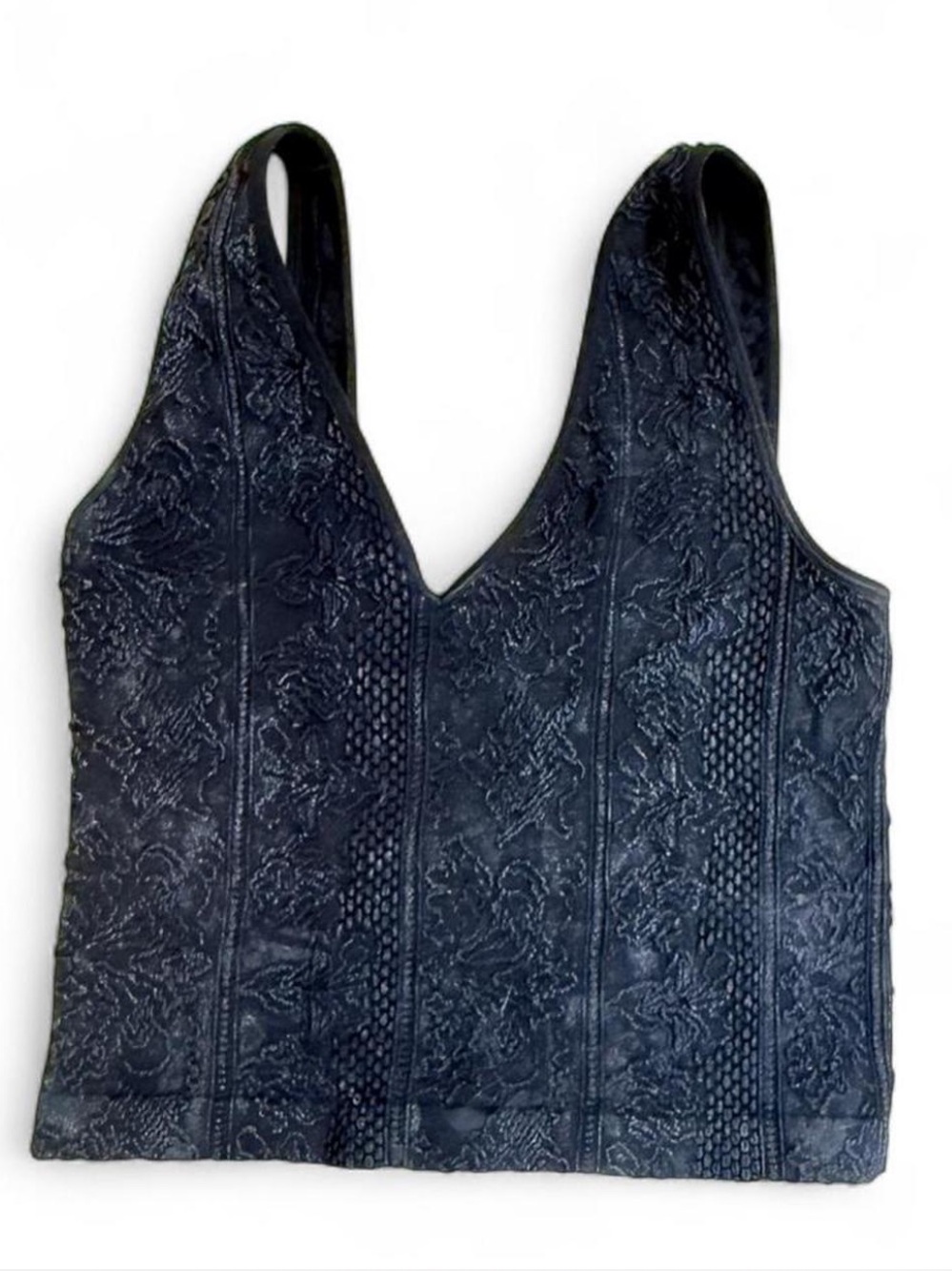 Urban Outfitters Black Embossed V-Neck Tank Top